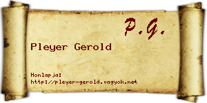 Pleyer Gerold névjegykártya
